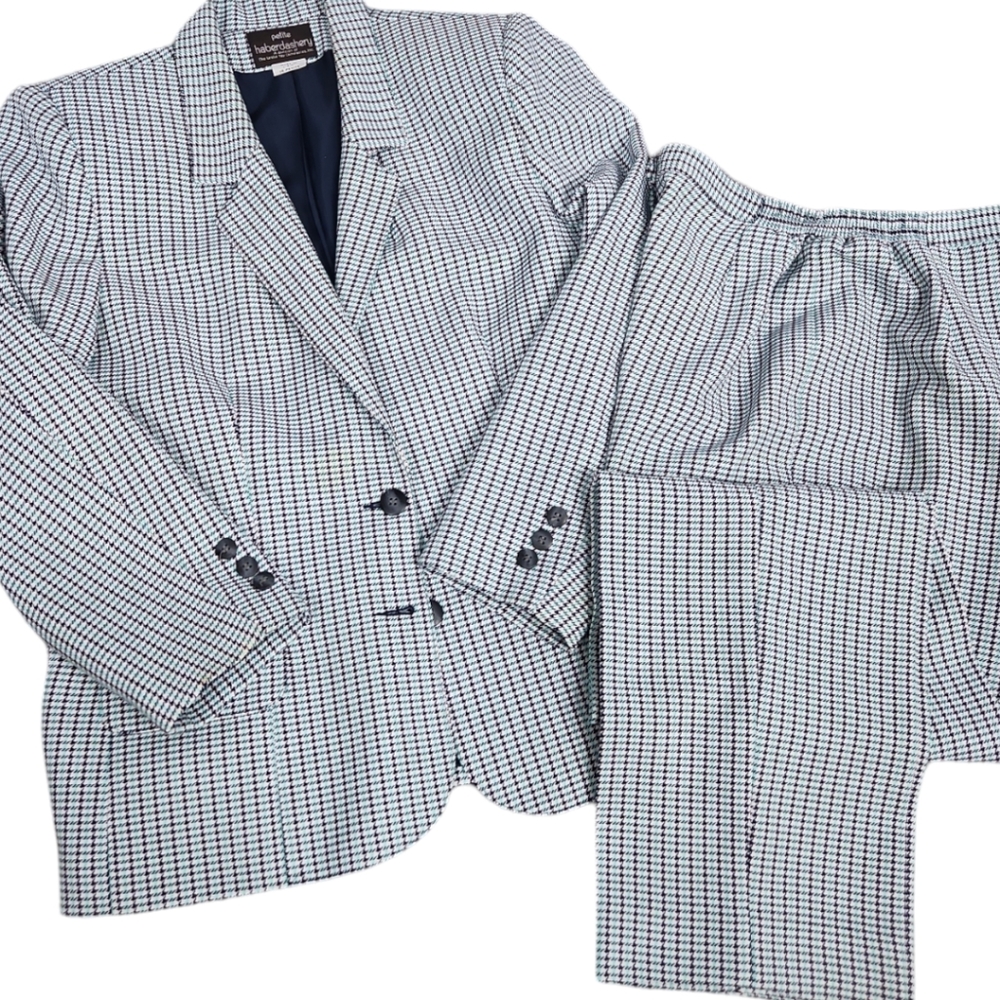 Haberdashery Houndstooth Blazer and Trousers Pant Suit - 14 Petite - Picture 2 of 16
